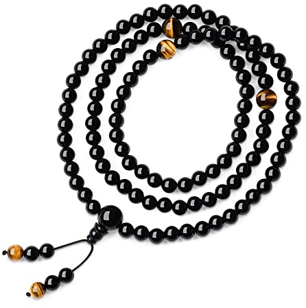 COAI Mala 108 pärlor nyxsten oelastisk, 69 cm, Sten, Tiger-öga