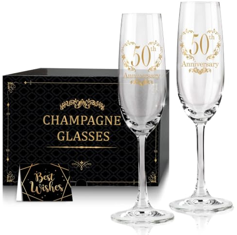 Flautas de champán del 50 aniversario, personalizadas para celebración de aniversario, regalo de boda del 50 aniversario para mamá, papá, esposa
