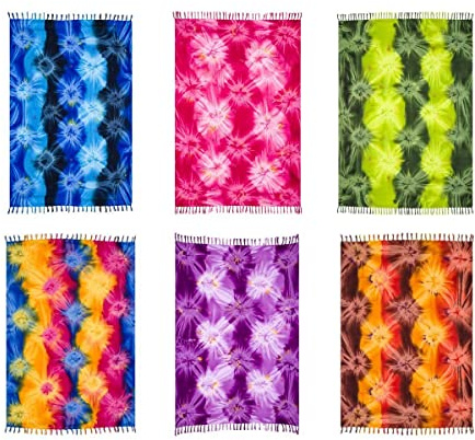 Lestarie Sarong, Wickelrock, Strandtuch, Strandkleid, Pareo Wrap + Sarongschnalle + Anleitung für Wickeltechniken (SA10-01mehrfarbig)