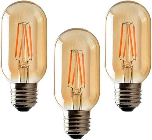 LEDSone Pack-3, LED T45 E27 Edison Light Bulb, 4W(40W Equivalent) Dimmable 450 Lumen Warm White 2700K,Tubular LED Filament Energy Saving Home Decorative Bulb [Energy Class A]