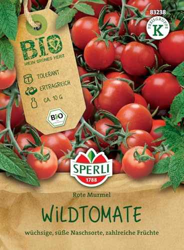 Sperli BIO Wildtomatensamen 83238 - Wüchsige Sorte - Süße Naschsorte - zahlreiche Früchte - Inhalt für 9 Pflanzen - Gemüsesamen, Samen Gemüse, Saatgut | Bio-Saatgut, wüchsig, süße Naschfrucht, reicher Ertrag, Inhalt für 9 Pflanzen, ideal für Garten und Balkon