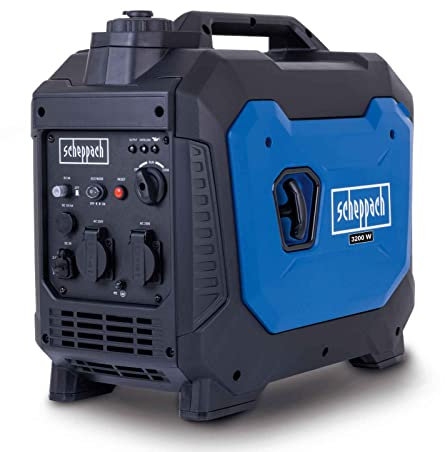 Scheppach Inverter Benzin Stromerzeuger SG3500i Stromgenerator Notstromaggregat | mit Invertertechnik für sensibler Elektronik | 3500W | Steckdosen 2x230V / 2xUSB Typ A / 1x12V DC | 66 dB Lautstärke