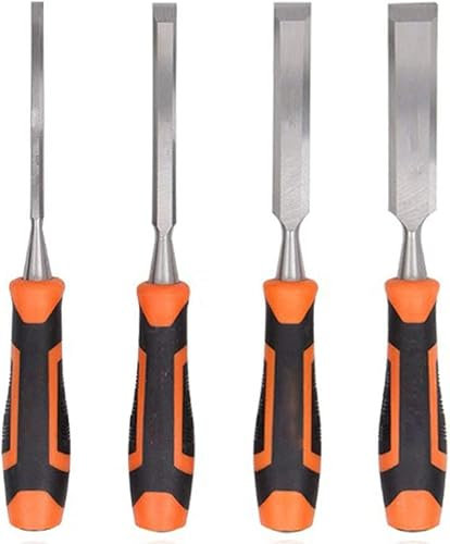 OITTo Stahl-Holz-Stechbeitel-Set, Schnitzbeitel, Bi-Material, weicher Griff zum Schnitzen (4-teilig)