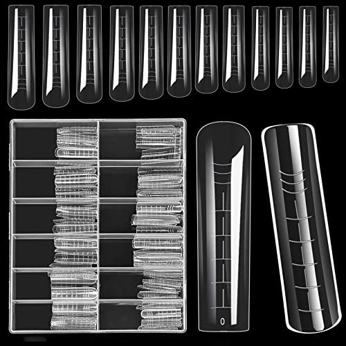 120 Stück Klare Dual Nagelformen, 12 Größe Doppelte Nail System Form Full Cover Acryl Nagelspitzen, für Nagelverlängerung Nail Art Maniküre Werkzeuge