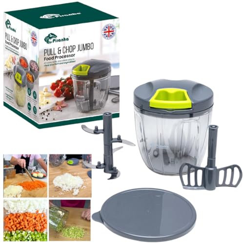PIRANHA Pull & Chop (JUMBO) Food Processor, Multi-Function Manual Food Processors & Hand Chopper/Mixer/Blender (9OOml)