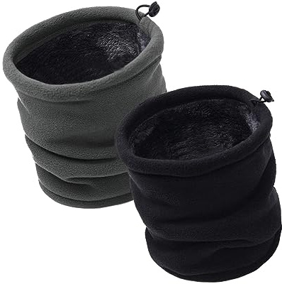 HGDGears Unisex Winter Outdoor Thermal Snood Fleece Ski Neck Warmer（Black+Grey）