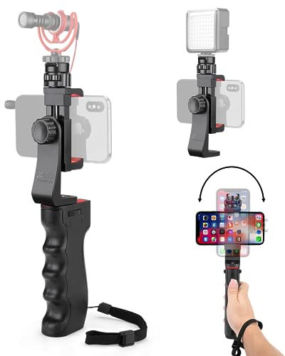 Zeadio Wireless Smartphone Stabilizer, Vlogging Video Handle Grip, with Clamp Mount and Remote Shutter for iPhone and Android phone and other SmartPhone