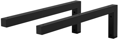 ML-Design Set 2x Soporte Angular L de Pared 450 x 150 mm Negro Acero de Diseño Flotante para Lavabo Estante Mesa Encimera Apoyo para Mueble Baño Dormitorio Salón Ajustable Incluye Material de Montaje