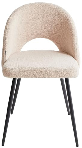 Beliani Conjunto de 2 sillas de Comedor Modernas tapicería de Tela bouclé Respaldo rebajado Asiento salón Comedor Beige Onaga