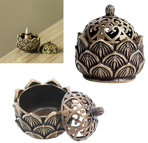 DGUSO 2Pcs Räuchergefäß Lotus,Retro Räucherkerzen Halter,Lotus Räucherkegel Halter,Räuchergefäss,Halter Lotus Räuchergefäß,Räuchergefäss Lotus,Geeignet für Haus,Büro,Teestube,Heimdekoration(2.8*2.8cm)