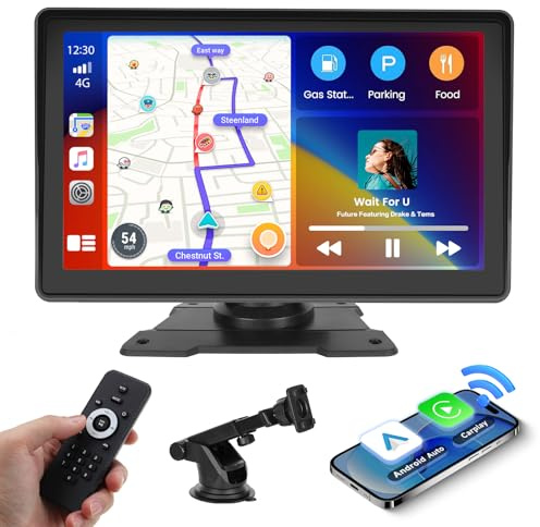 Inefala bärbar bilradio Android bil 7-tums Carplay-skärm bil stereradio Bluetooth 5.1, FM radio, Siri, spegelanslutning 12V-24V