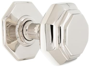 Infinity Decor Octagonal Solid Brass Large Centre Door Knob Pull Handles 80mm – Ideal for External and Internal Use (Polished Nickel)