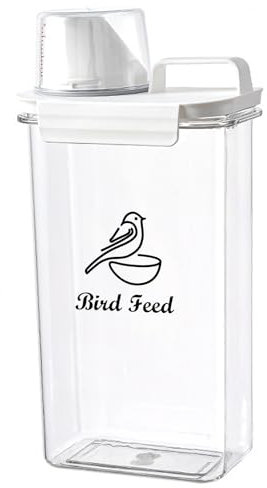 Yomjarl Récipient de stockage de graines pour oiseaux, 2,5 l, récipient hermétique pour nourriture pour animaux domestiques avec tasse à mesurer, récipient pour oiseaux sauvages, graines de tournesol,