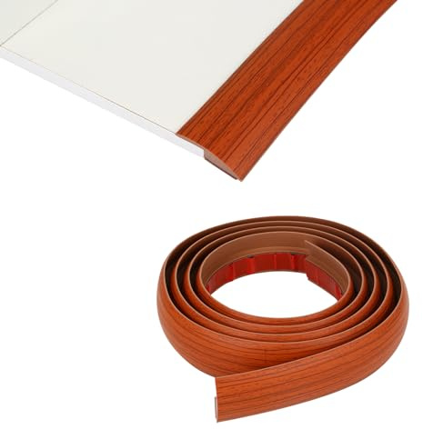 Perfil de transición autoadhesivo, tira de cobertura para suelos de PVC, riel de transición de vinilo, perfil de ajuste, umbrales de puerta, perfil de compensación (1, color teca, compensación de