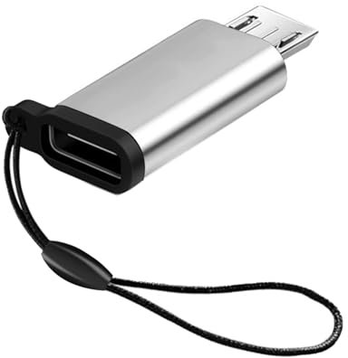 Adaptador convertidor USB C hembra a micro USB macho con cordón, soporte de carga y sincronización de datos para teléfono, adaptador USB portátil a micro USB C hembra a micro USB macho