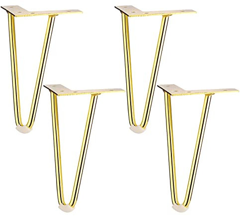 Möbelbeine 4 Stück Haarnadel-Tischbeine, Metall-Möbelbeine, Goldfarben, 2 Stangen, DIY-Haarnadel-Möbelbeine, Moderne Metall-Schrankbeine, Sofa-Beine, Mit Schrauben, Für Couchtische, Bänke, Schrei..