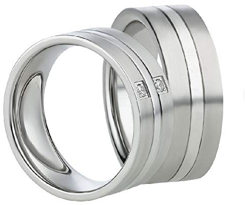 Blue Moon Diamonds Paar Eheringe, Partnerringe Verlobungsringe aus Edelstahl mit Zirkonia Antragsringe Trauringe Freundschaftsringe |620