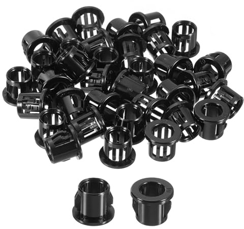 sourcing map Cable Snap Bushing Grommets, 36Pcs 10mm/0.39 Mounting Dia Nylon Snap Bushing Grommet, Round Snap in Cable Hose Bushing for Various Cables Tubes Wire, Black