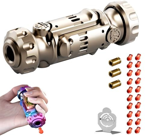 GLHYUOP Legierung Anti Stress Spielzeug, Drehen Dekomprimieren EDC Soft Bullet Guns Toy Mehrere SpielmöGlichkeiten +20 Soft Bullet Und Mini-Stahlscheibe Startbar Anti-Stress Toy