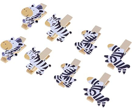 Amosfun 40 Stück Holz Foto Clip Klemmen im Zebra Design Selbstgemacht Bilderclips für Büro und Home Office Stabile Holzklammern für Fotocollagen und Bastelprojekte