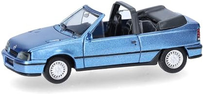Herpa Modellauto Opel Kadett E Gsi Cabrio, Miniatur im Maßstab 1:87, Sammlerstück, Made in Germany, Modell aus Kunststoff, Farbe: laserblaumetallic