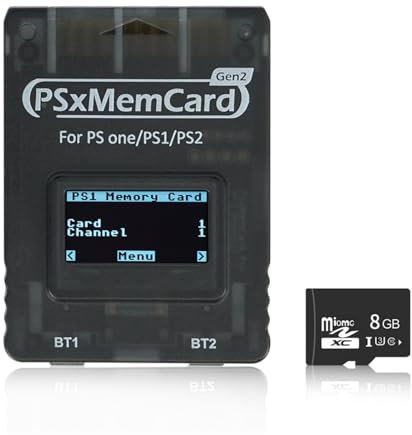 BITFUNX PSxMemCard Gen2 Memory Card - Supports Firmware Upgrade, Unlimited Storage and Sd2psXtd, Includes a 8GB MicroSD Card, High Speed Game Memory Card for PS2/PS1/PS One Console