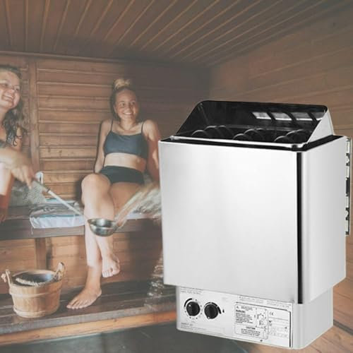Stufa elettrica per riscaldamento sauna, facile regolazione della temperatura, timer da 3 ore, sauna domestica con regolatore interno per casa, hotel, spa, doccia, bagno turco,4.5KW