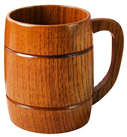INFYDAY Set di Boccali da Birra, Boccali da Birra in Legno massello al 100%, Boccali da Birra in Legno Naturale, Tazza da caffè, Tazza da tè,