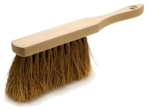 Balai à main avec manche en bois de coco 28 cm - Nettoyage intérieur extérieur carrelage terrasse jardin cour - Poils souples