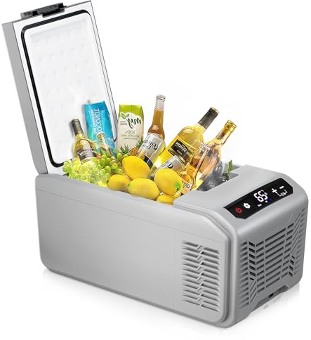Elektaktisk 12 volt elektrisk kylare, 15,79 QT (15 L) bilkylskåp, bärbart kylskåp med intelligent kontrollpanel, 12 V kylare – 40°F~20 °F, bärbar frys AC/DC för camping, resor, lastbil