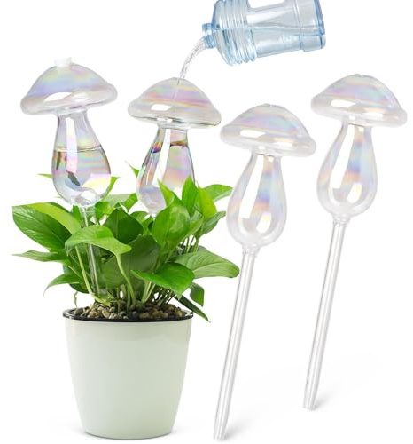 Bewässerungskugeln Glas, 2 Stück Bunte Glas Pflanzenbewässerungskugeln, Automatische Bewässerung Zimmerpflanzen, Urlaubsbewässerung Kugeln Wasserspender Pflanzen für Indoor Garten Balkon (4 PCS B)