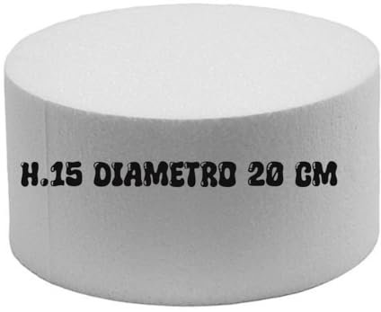 Base Tonda in Polistirolo per Cake Design, 20 cm Diametro x 15 cm Altezza, Bianco