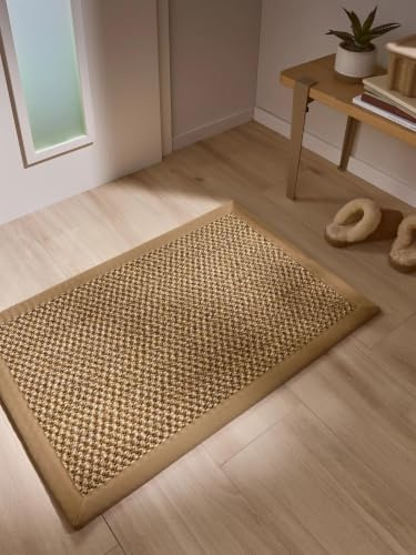 benuta Pure Fußmatte Greta - Creme 60x90 cm - 100% Sisal - Rechteckig & im Style: Bordüre, Uni, Natural Living, Scandi Living - Pflegeleicht für Wohnzimmer Schlafzimmer Flur Terrasse Balkon