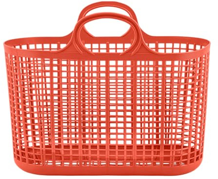 Red Gorilla Cesto Shopping Tote Orange Reusable Sturdy Shopper Plastic Grocery Bag Washable Practical Versatile Multi Purpose