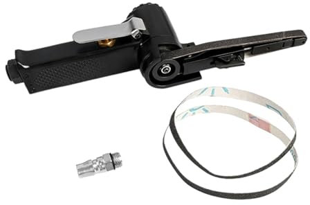 perfk Lijadora de banda neumática, herramienta neumática para amolar ángulos de metal con bandas de lijado y llave para pulir y acabar metales y, 10mm a
