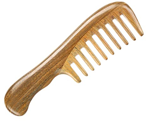 Veemoon Peine de Masaje de Dientes Anchos Madera de Sándalo Natural Cuidado del Cabello Masaje del Cabelludo Peine de Madera de Dientes Anchos para Peinar el Cabello