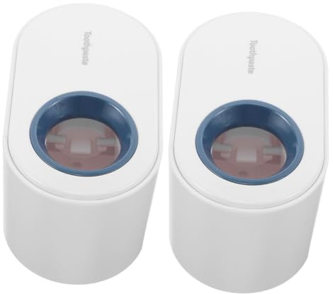 FONDOTIN 2pcs Automatic Toothpaste Dispenser Wall Mounted Tube Squeezer for Bathroom No Drill Installation Convenient Toothpaste Dispensing Organizer in White and Practical Gadget for