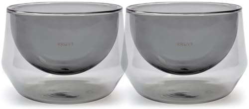 KRUVE Imagine Kaffeetassen – handgefertigte doppelwandige Glasbecher (2er-Set, 250 ml) – perfekt für Latte Art und Espresso – langlebiges Borosilikatglas – ideal für Kaffeetassen-Liebhaber – Latte