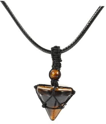 GANAZONO Tigerauge Edelstein Anhänger Halskette Damen Natural Stone Pendants Leicht Pyramid Design Vielseitig für Schmuck DIY und Dekoration