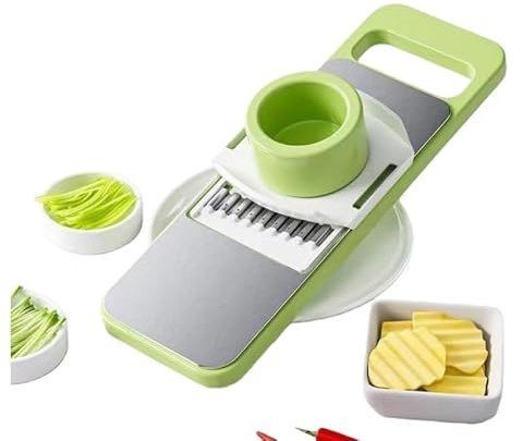 5 in 1 Slicer for Kitchen, Vegetable Slicer Multi Blade Potato Chip, Veggie shredder, Vegetable Cutter,Shredder and peeler For Small Job In Kitchen (Green)