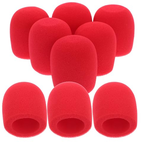 Milisten 8 Stück Roter Schaumstoff Mikrofon Windschutz Popfilter Wiederverwendbar Passend Für Handmikrofone Rauschunterdrückung Und Sicherer Halt Mikrofon Schwammhüllen Für Karaoke Und Heimaufnahmen