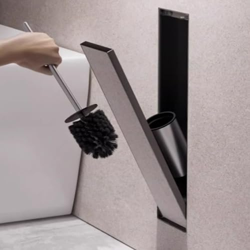 Integrierter Toilettenbürstenhalter mit elastischem Schloss, unsichtbares Design für platzsparende und einfache Reinigung bei Badezimmerrenovierung und Hotels