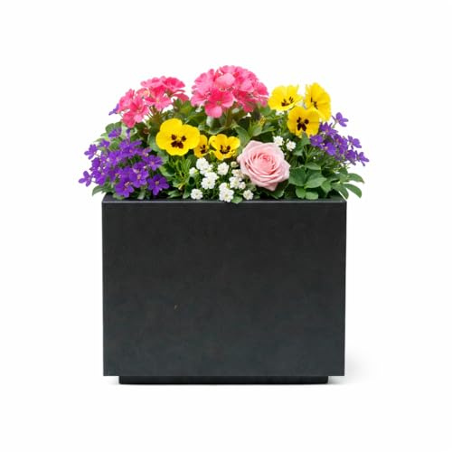 GREGORIOSTORE Vaso Modulare in Acciaio da Esterno, Nero Antracite, Verniciato a Polvere, Sovrapponibile ad Incastro per Giardino e Terrazzo (30x30x30)