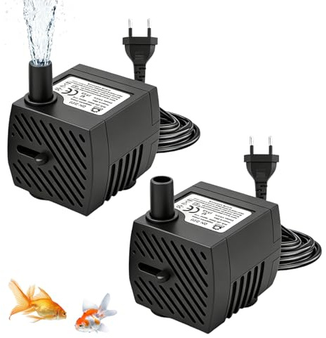 VNFSMY 3W Mini Tauchpumpe, 2 Stück 160L/H kleine Springbrunnenpumpe | Ultraleise kleine Wasserpumpe drinnen oder draußen, Extrem Leise,Tischbrunnen,Wassergärten,mit verstellbarem Wasserdurchfluss