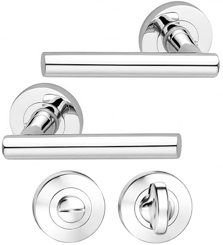 UAP Internal Door Handles Pair with Turn & Release Complete Bathroom Pack (Lynx)