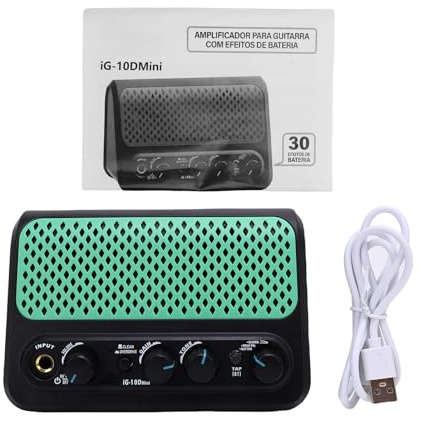 ZAICOLER Amplificatore per Chitarra Elettrica, Amplificatore Bluetooth Portatile da 10 W con Riverbero con Effetti Overdrive Puliti, 30 Preset di Drum Machine, Ideale per le Prestazioni di Pratica
