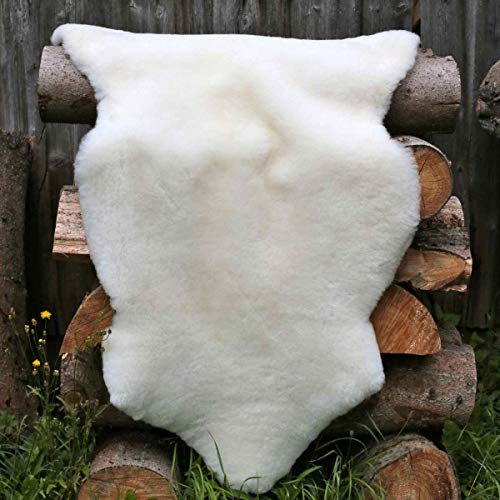 Hollert Lammfell Champagner geschoren 90-100 cm echtes Merino Schaffell Wollhöhe 3-4 cm kuschelig weich Teppich ökologische Gerbung von Deutschen Schäfereien Naturform Dekofell