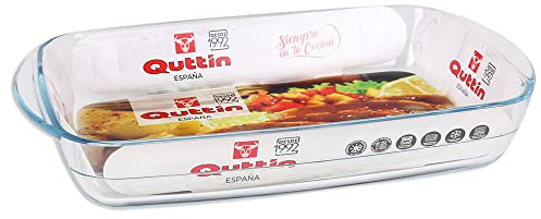 Quttin 63087 Fuente Vidrio Rectangular, Multicolor, 40 x 26.5 cm
