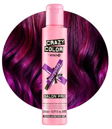 Crazy Color Burgundy Semi-Permanent Hair Dye 150ml | Highly Pigmented Purple Wine Conditioning & Oil Nourishing Vegan Formula, No Bleach or Ammonia, Limited Edition Size