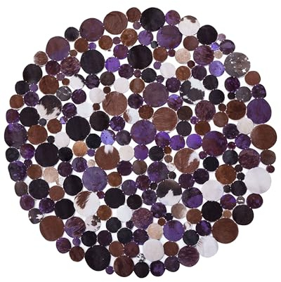 Beliani Teppich Leder braun/violett rund 140 cm Sorgun